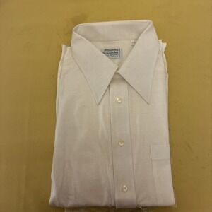 Vtg manhattan shirt vtg nature knit 17-35 xl white long sleeve ban-lon Button Up